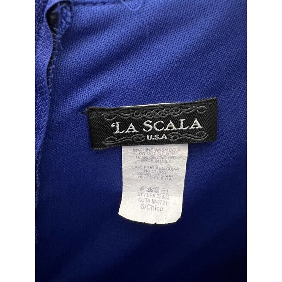 La Scala Iridescent Sequin Sleeveless Fitted Maxi Formal Dress Womens Small Blue - Picture 3 of 16